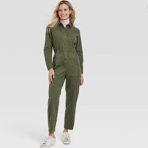 Universal Thread long sleeve jumpsuit, size 14 olive